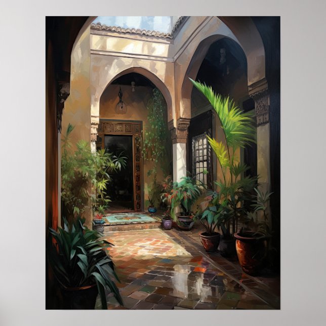 Utskriftsbilden Marrakech Riad Painting Art Poster (Framsidan)