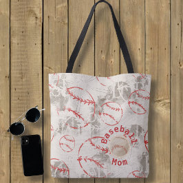Utskriftsblocket Baseball Mamma Grunge Tygkasse