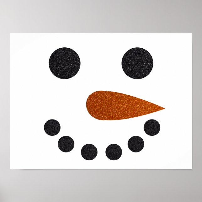 Utskriftsdekalkonen Cute Snögubbe Ansikte Poster (Framsidan)