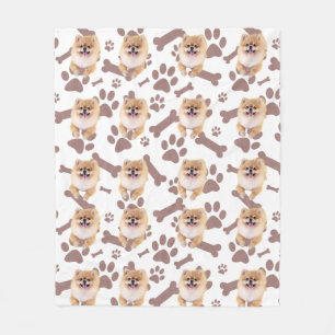 Utskriftsdesign för Cute Pommern & Paw - Djurälska Fleecefilt
