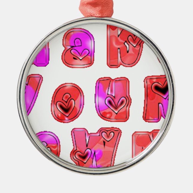 Utskriftsdesign för dina egna hjärtan julgransprydnad metall (Framsidan)