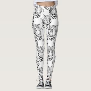 Utskriftsdesign för Elegant, svartvitt, tiger huv Leggings