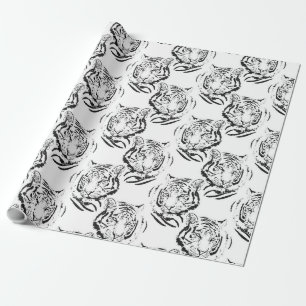 Utskriftsdesign för Elegant, svartvitt, tiger huv Presentpapper