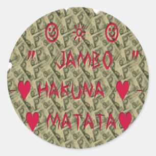 Utskriftsdesign för Hakuna Matata Talk Money Art Runt Klistermärke