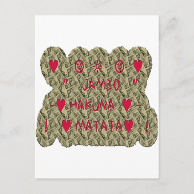 Utskriftsdesign för Hakuna Matata Talk Money Art Vykort (Framsida)