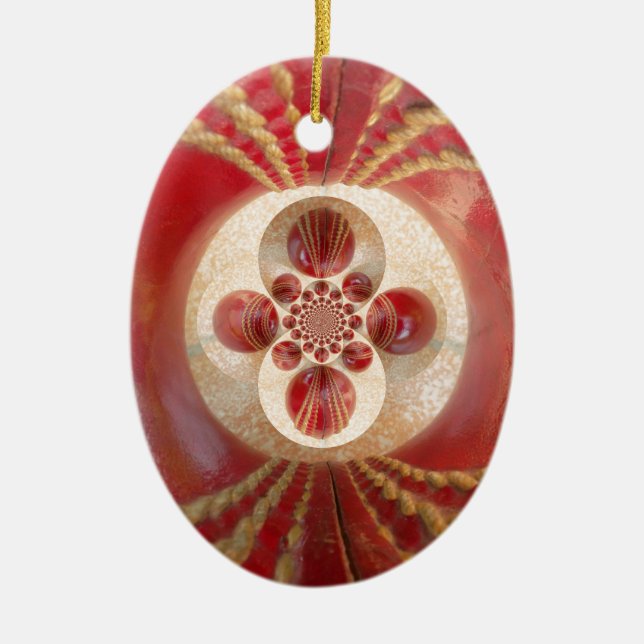 Utskriftsdesign för Red Cricket Bollar Abstrakt Ar Julgransprydnad Keramik (Framsidan)