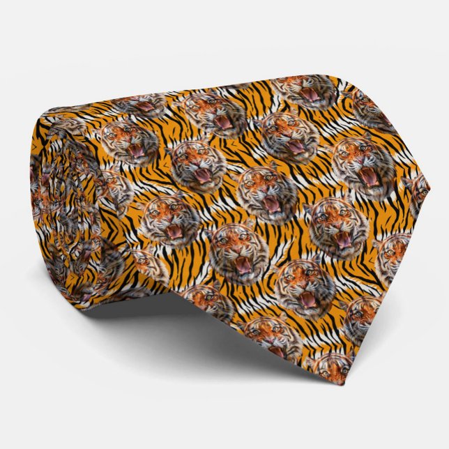Utskriftsdesign för tigerhuvud på tigerhuden slips (Skapare uppladdad)