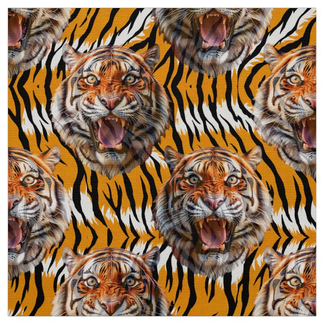 Utskriftsdesign för tigerhuvud på tigerhuden tyg (Provkarta)