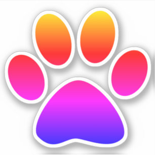 Utskriftsform för Rainbow Ombre Puppy Paw Klistermärken