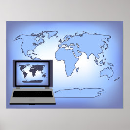 Utskriftsformat för bärbara datorer - världskarta poster