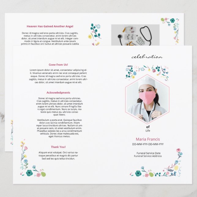 Utskriftsformat för begravningsbroschyr (Fram/baksida)