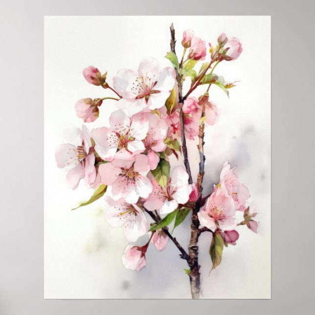 Utskriftsformat för Cherry Blommar Flowers Art Pos Poster (Framsidan)