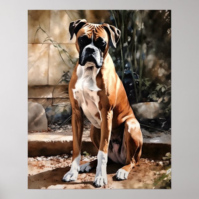 Utskriftsformat för Cute Boxer Hund Poster (Framsidan)
