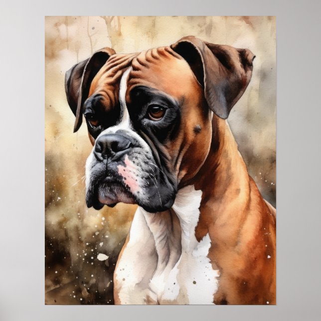 Utskriftsformat för Cute Boxer Hund Poster (Framsidan)