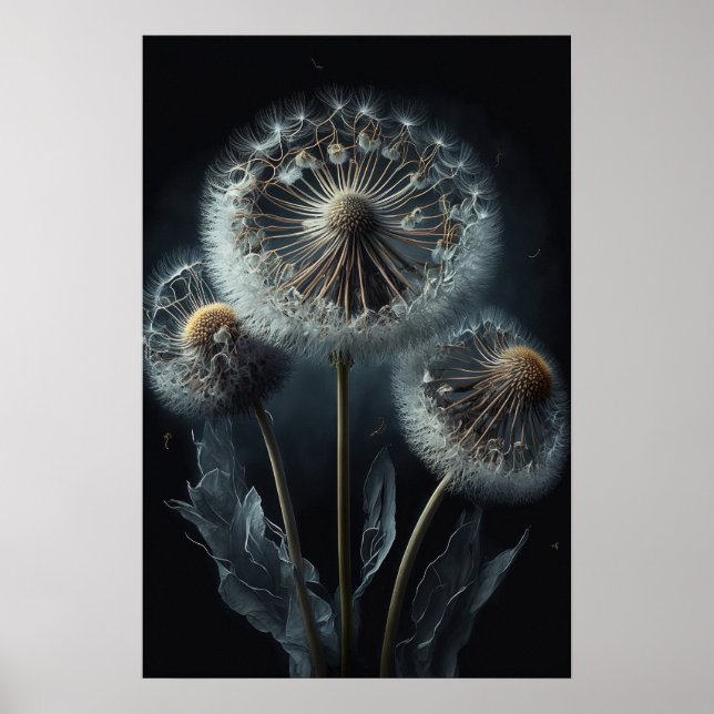 Utskriftsformat för Dandelion Flowers Art Poster (Framsidan)