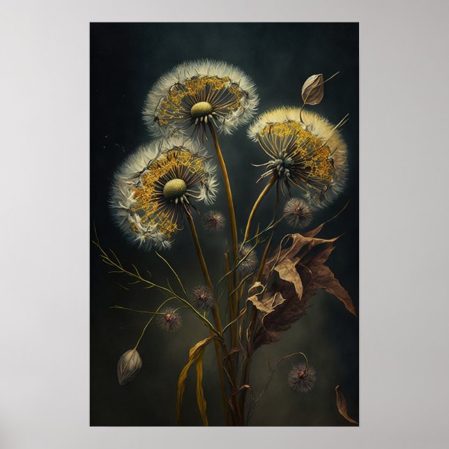 Utskriftsformat för Dandelion Flowers Art Poster (Framsidan)