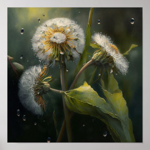 Utskriftsformat för Dandelion Flowers Art Poster