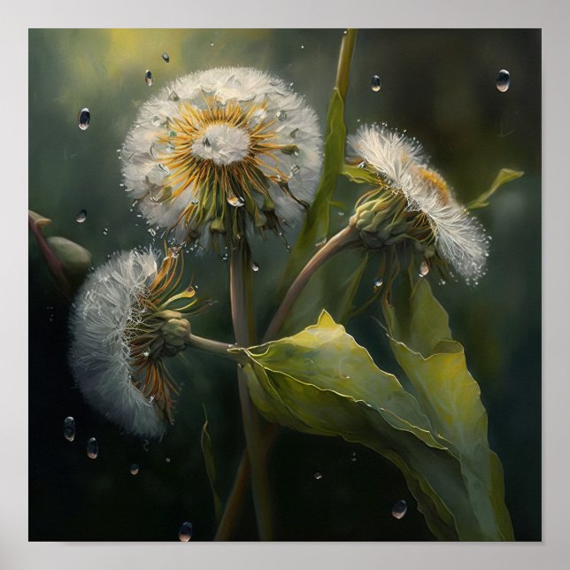 Utskriftsformat för Dandelion Flowers Art Poster (Framsidan)