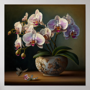 Utskriftsformat för månatliga orchid Flowers Poste Poster