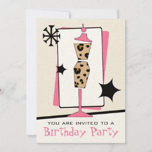 Utskriftsformulär för Mode Födelsedagsfest Leopard Inbjudningar