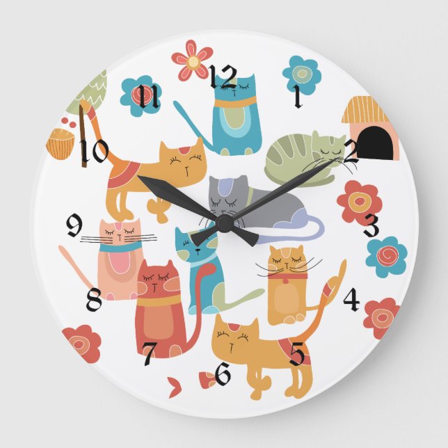 Utskriftsgåvor för kattlumpor i färglöst Kattunge Stor Klocka (Framsida)