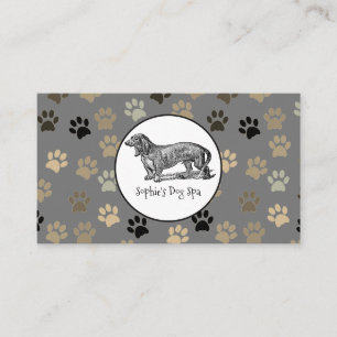 Utskriftsgroomer för Whimsical Hund and Paw Print Visitkort
