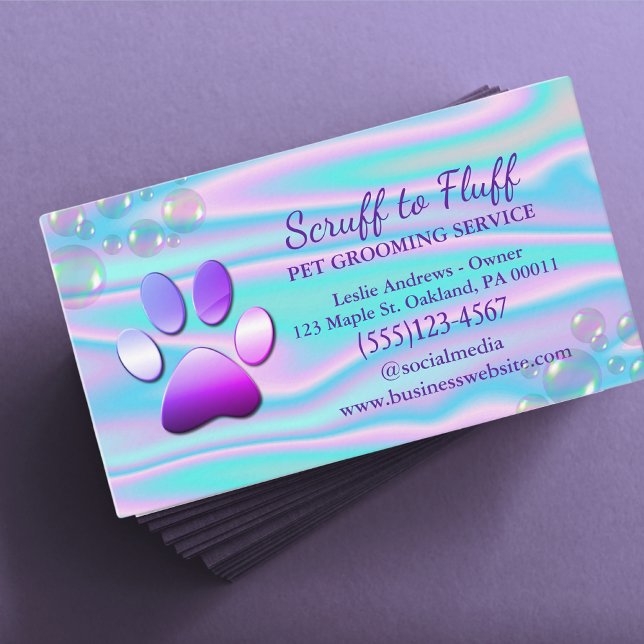 Utskriftshölje för tjänsten Cute Hund Grooming Paw Visitkort (Skapare uppladdad)