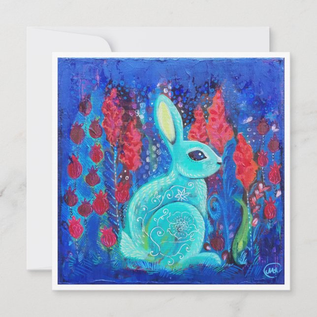 Utskriftsinbjudan för Mint Bunny Mini Art Inbjudningar (Framsida)