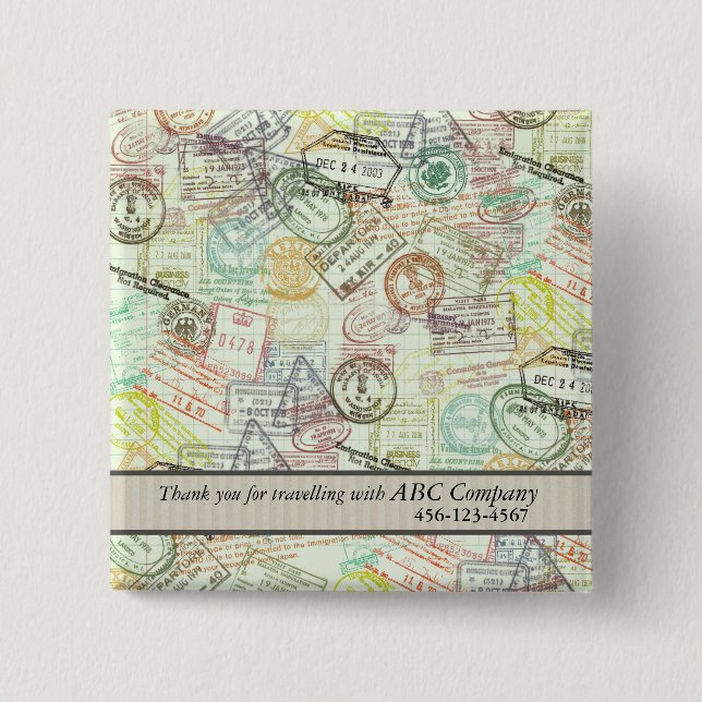 Utskriftsknapp för Passport Frimärke Knapp (Framsida)