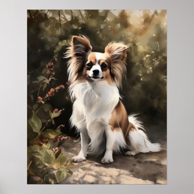 Utskriftskonst för Cute Papillon Hund Poster (Framsidan)