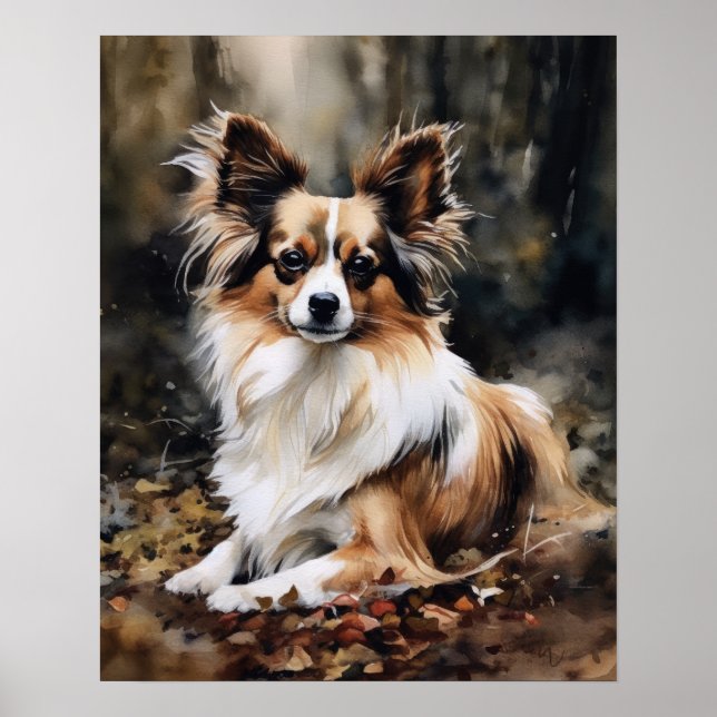 Utskriftskonst för Cute Papillon Hund Poster (Framsidan)