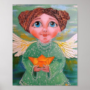 Utskriftsmålning för vattenfärg Angel Art Poster