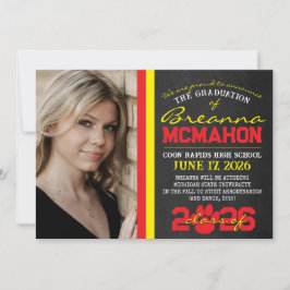 Utskriftsmeddelande om Red & Gult Paw Studenten Inbjudningar