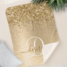 Utskriftsmonogram för Faux Guld Brushed Metall Gli