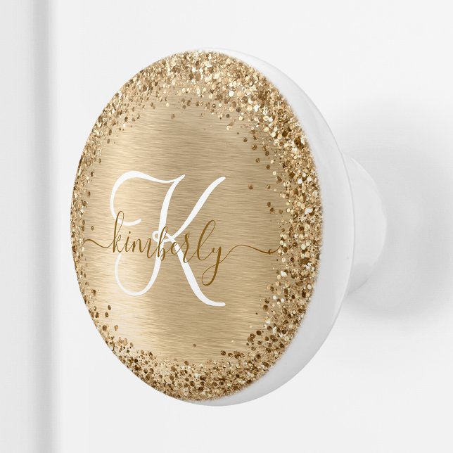 Utskriftsmonogram för Faux Guld Brushed Metall Gli Knopp (Skapare uppladdad)
