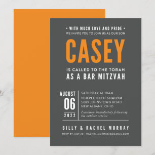 UTSKRIFTSORDER för Rachel - Casey's Bar Mitzvah Inbjudningar