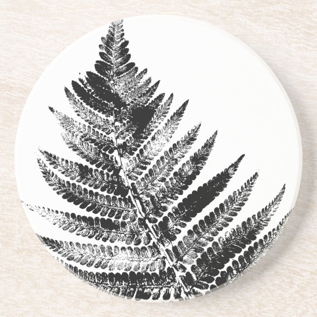 Utskriftsrunda för svart och vitt Löv Underlägg (Framsidan)