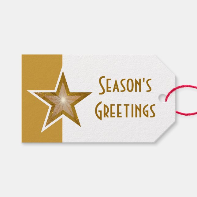Utskriftssäsongens Greetings guld vit guld-stjärna Presentetikett (Framsidan (Horisontell))