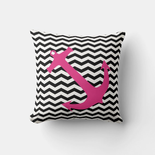 Utskriftssida för rosa Nautical Anchor & Black Che Kudde (Framsida)