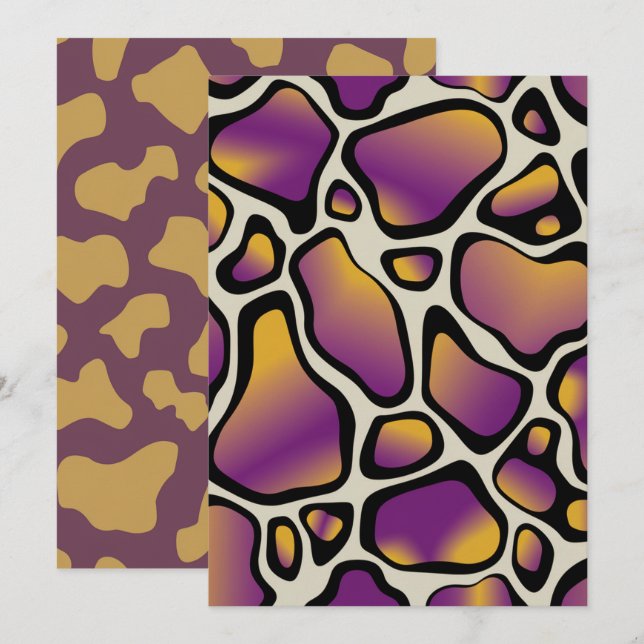 Utskriftsskrapbok för Lila och Guld Inbjudningar (Fram/baksida)