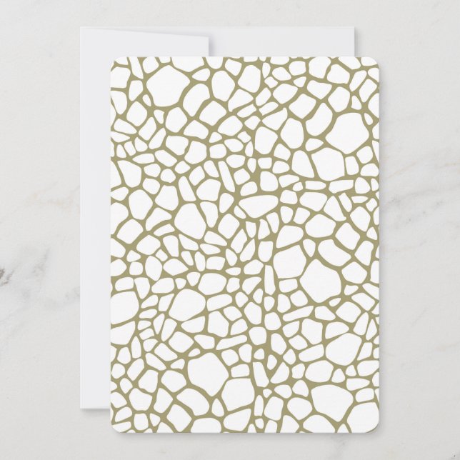 Utskriftsskuvret Cream Guld White Giraffe Print Ba Inbjudningar (Framsida)