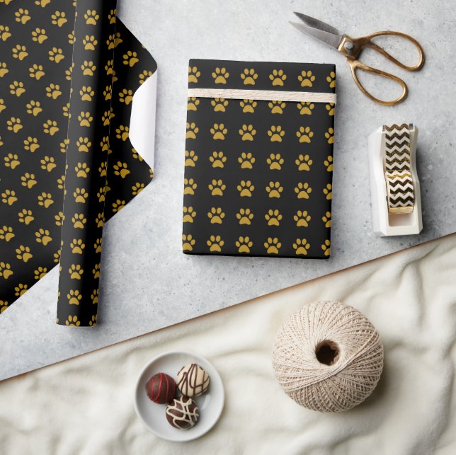 Utskriftstema för Guld Paw Presentpapper (Hantverk)