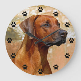 Utskriftstid för Rhodesian Ridgeback Hund Paw Stor Klocka