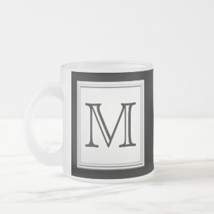 Utskrivaven beställnings- Monogram. Svart och ble Frostad Glasmugg