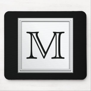Utskrivaven beställnings- Monogram. Svart och ble Musmatta