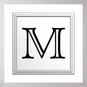 Utskrivaven beställnings- Monogram. Svart och Poster