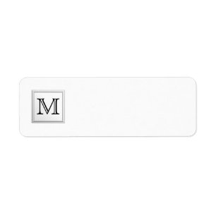 Utskrivaven beställnings- Monogram. Svart och Returadress Etikett