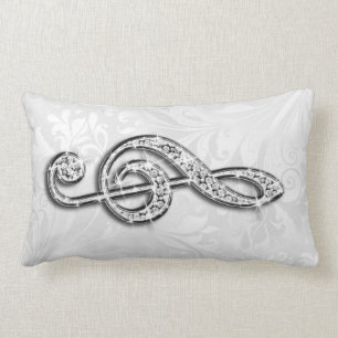 Utskrivaven diamantmusik noterar blom- damast lumbarkudde