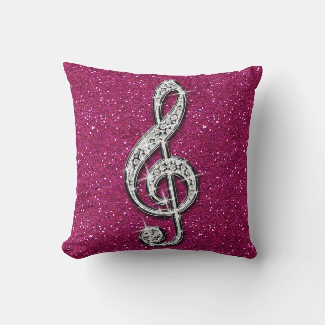 Utskrivaven Glitzy Sparkly diamantmusik noterar Kudde (Framsida)