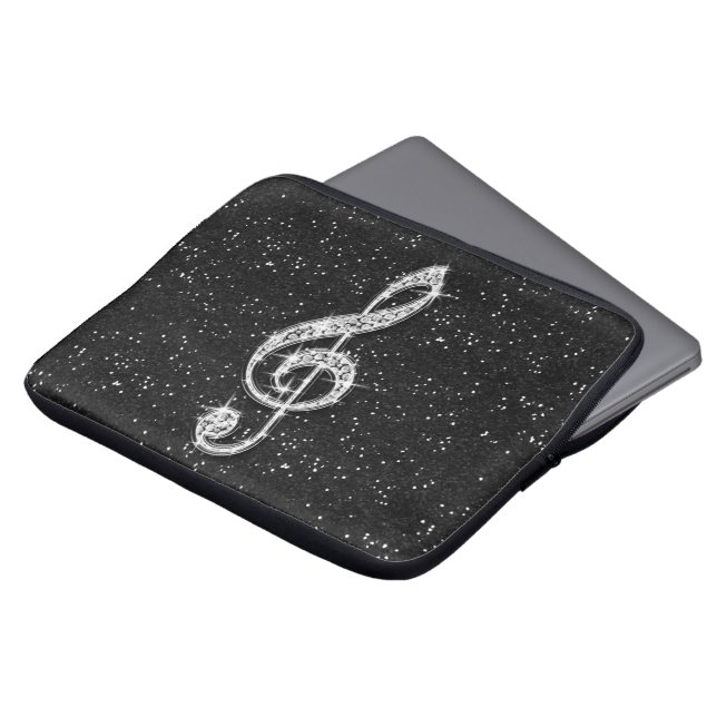 Utskrivaven Glitzy Sparkly diamantmusik noterar Laptop Fodral (Framsida topp)
